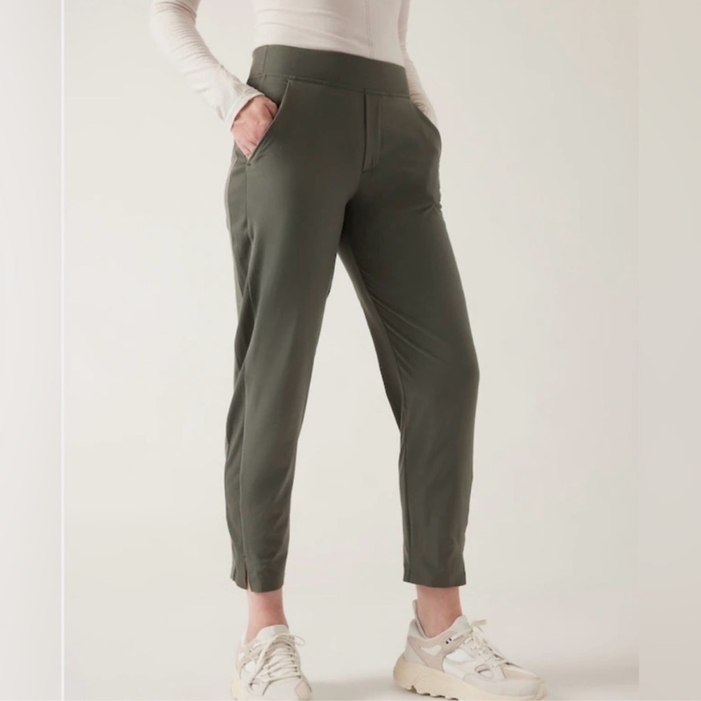 Athleta Brooklyn Ankle Pant in "Mountain Olive" Green Size 14T - Picture 3 of 13
